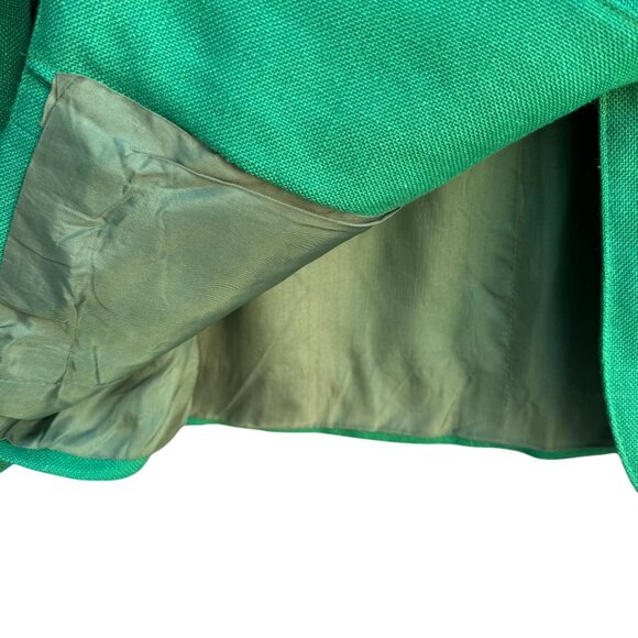 Vintage Womens Green Two Button Heavy Linen Decorative Gold Button Blazer Jacket - Picture 4 of 7
